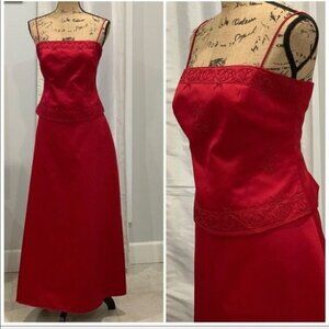 Michaelangelo red two-piece skirt set size 10 womens spaghetti straps